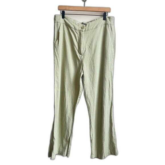 Efacto womens 100% Linen Green Elastic Waist Pants Size 42(XL) - Picture 1 of 6